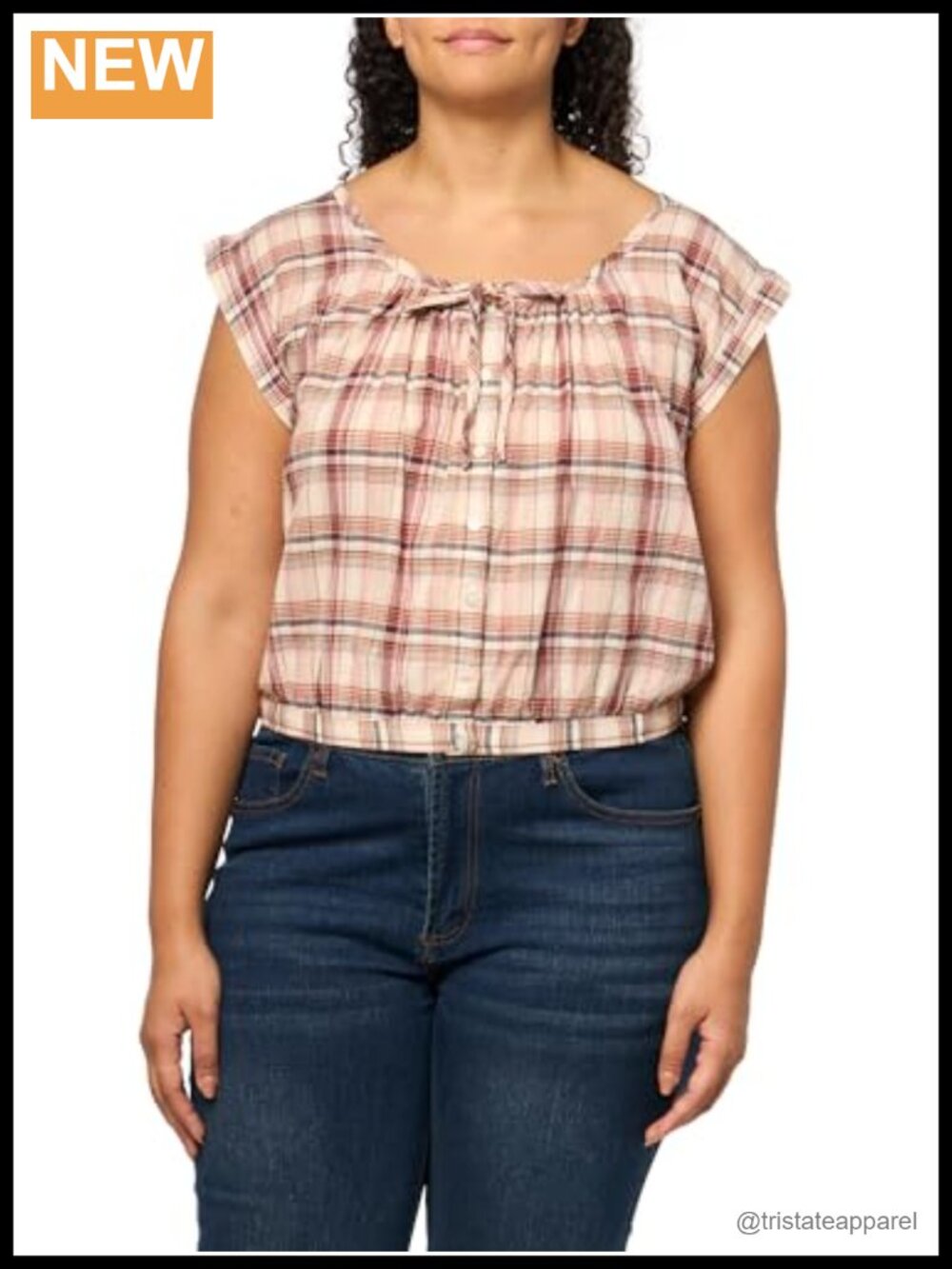 Lucky Brand Women's Sleeveless Button Down Blouse 100% Cotton Notch Neck